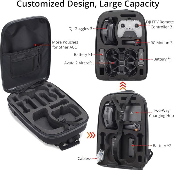Avata 2 Case Backpack, Waterproof Travel Case Hard Shell Shoulder Bag for - Image 2