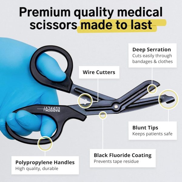 Madison 7.5" Premium Stainless Steel Nurse Scissors with Non-Stick Blades, - Image 6