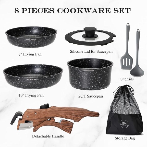 Kitchen Academy Detachable Handle Induction Cookware Sets - 10 Piece - Image 7