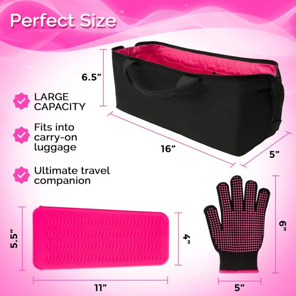 Hair Tool Travel Bag with Heat Resistant Mat for Flat Iron, Straighteners, - Image 5
