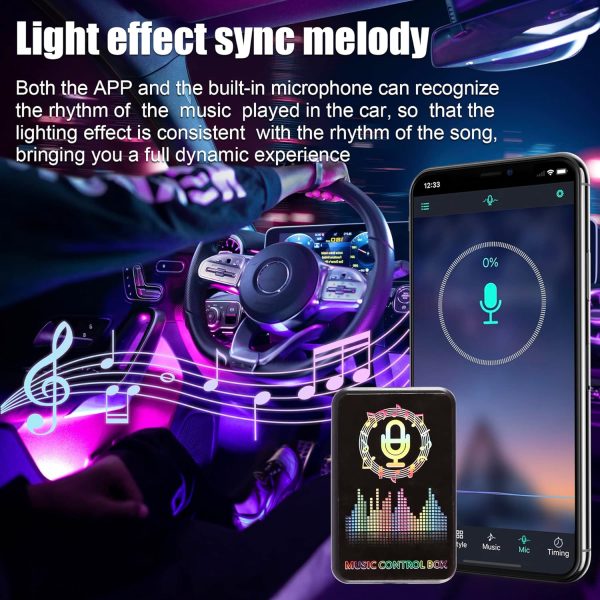 LivTee Smart RGB LED Interior Lights, 2 Lines Design with USB Port, App - Image 3