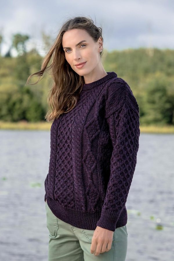 Aran Crafts Irish Soft Cable Knitted Crew Neck Unisex Sweater (100% Pure - Image 4