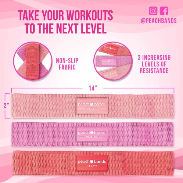 Peach Bands Hip Band Set - Fabric Resistance Bands - Exercise Bands for Leg - Image 3