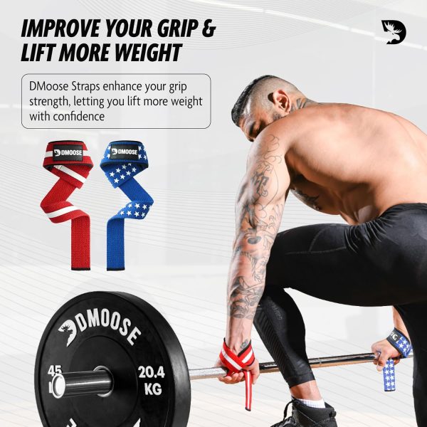 DMoose Fitness Lifting Straps - 4mm Neoprene Padded Wrist Straps for - Image 2