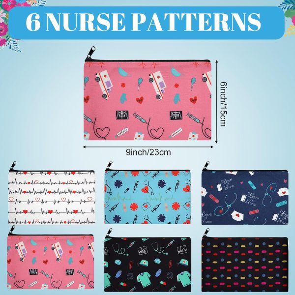 Reginary 6 Pcs Nurse Cosmetic Bag Bulk Christmas Nursing Gifts for Women - Image 5