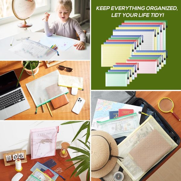 Mesh Zipper Pouch, 20PCS Waterproof Zipper Bags 4 Sizes 5 Colors Document - Image 4