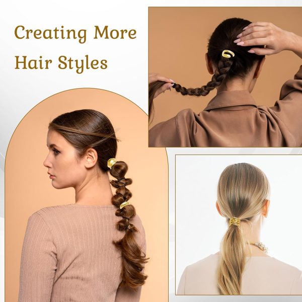 4Pcs Gold Ponytail Hair Clips - Metal Ponytail Holder Gold High Ponytail - Image 7