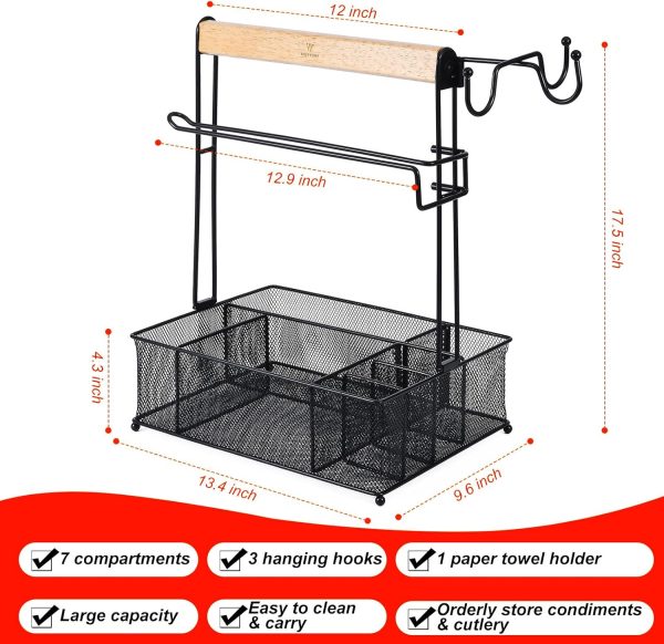 Grill Caddy, Picnic BBQ Organizer for Camping Outdoor Mesh Basket with 3 - Image 3