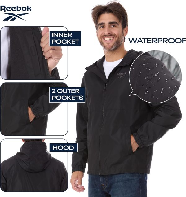 Reebok Rain Jacket Men with Hood, Windbreaker Men Lightweight Waterproof - Image 6