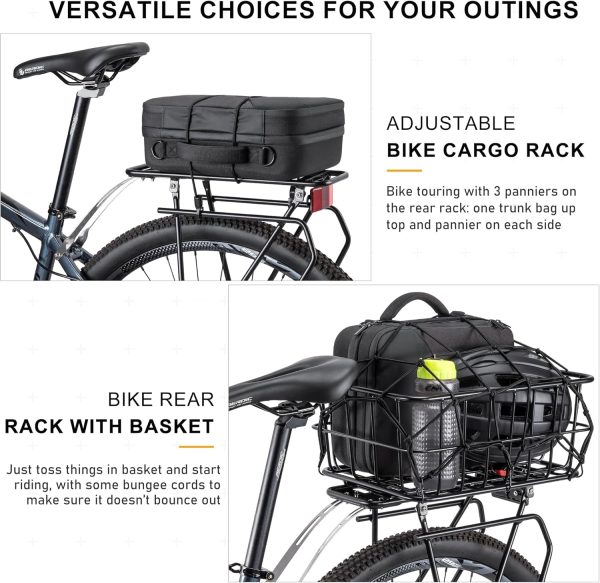 CXWXC Rear Bike Rack with Basket - Bike Cargo Rack for Disc Brake/Non-Disc - Image 7
