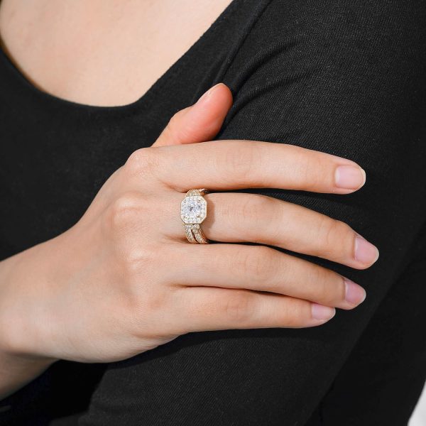 Amazon Essentials Platinum or Gold Plated Sterling Silver Antique Ring set - Image 2