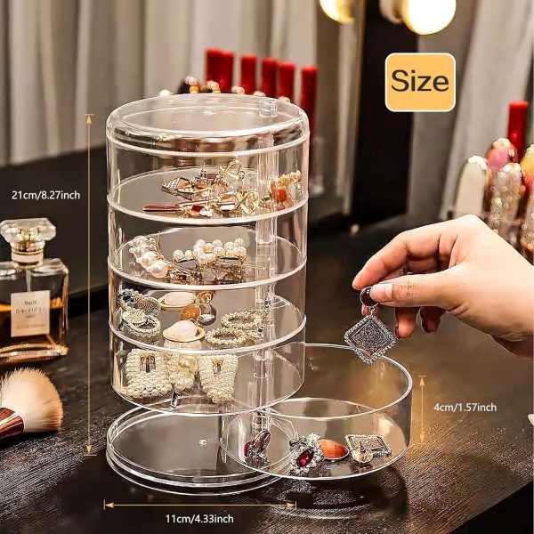 5 Layers Jewelry Organizer Storage Box, FODIENS Rotatable Hair Tie - Image 4