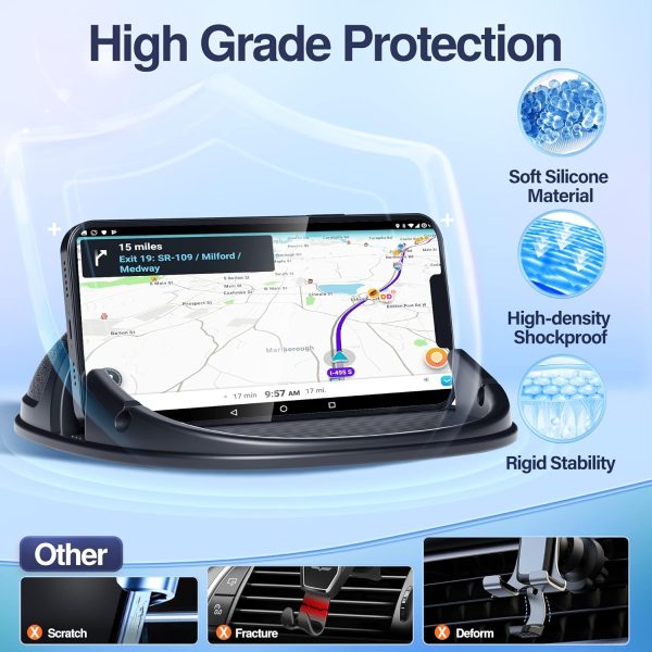Loncaster Car Phone Holder, Car Phone Mount Silicone Car Pad Mat for - Image 4