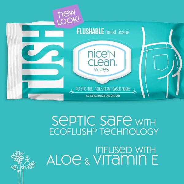 Nice 'N Clean Adult Flushable Wipes (8 x 42 Count) | Personal Cleansing - Image 2
