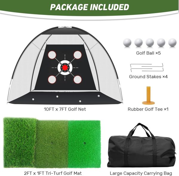 Golf Net, Golf Practice Net with Golf Mat, Golf Hitting Aid Nets 10x7FT for - Image 6