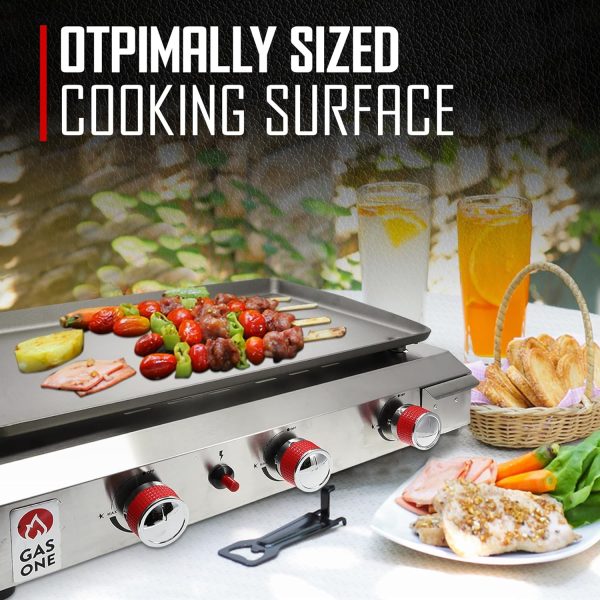 Gas One Flat Top Grill with 3 Burners – Auto Ignition Propane Portable Gas - Image 6