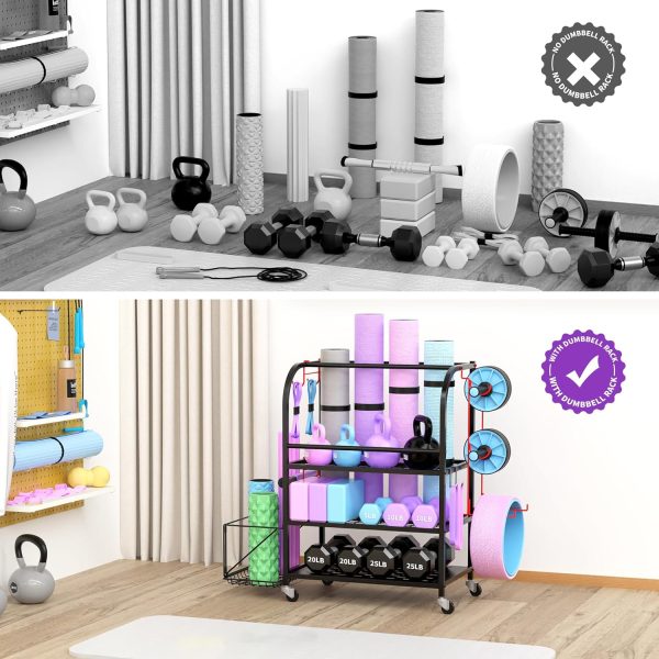 Dumbbell Rack, Weight Rack for Home Gym, 600LBS Metal Home Gym Storage with - Image 3