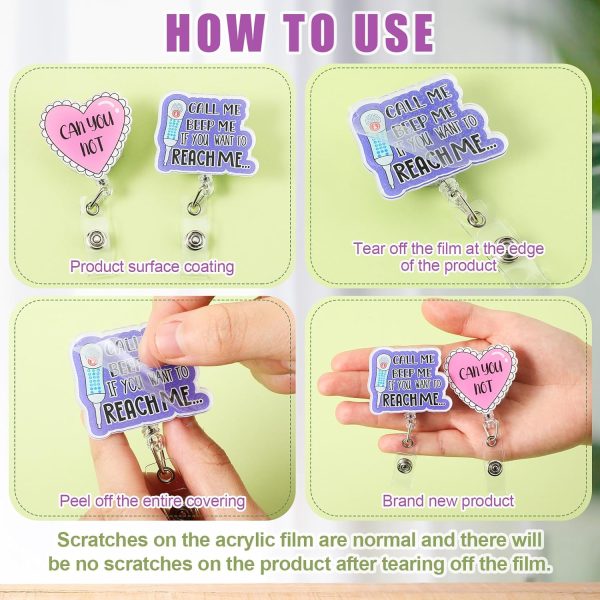24 Pcs Funny Badge Reel Cute Badge Reels Retractable Name ID Clip Funny - Image 5