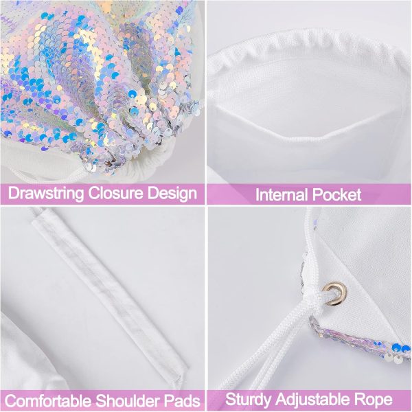 MHJY Sparkly Drawstring Backpack Mermaid Sequin Dance Bag Sports Gym Beach - Image 4