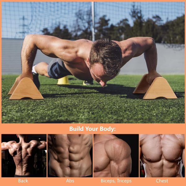 Wooden Push Up Bar Non-Slip Handstands for Floor Workout, Parallettes - Image 5