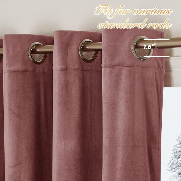 NICETOWN Wild Rose Velvet Curtains, Velvet Drapes, Media Movie Theater Room - Image 2