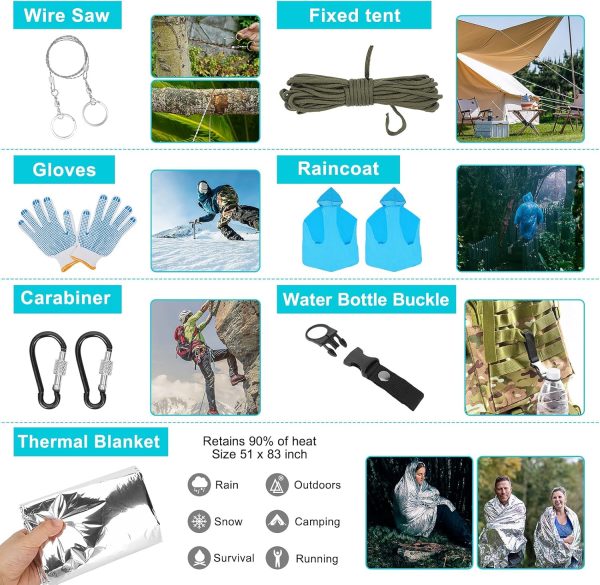 Survival Gear Professional Kit and Large Camping Backpack,First Aid Kit for - Image 4