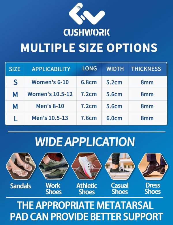 Metatarsal Pads for Women Men, 2 Pairs Ball of Foot Cushions All Day Pain - Image 5