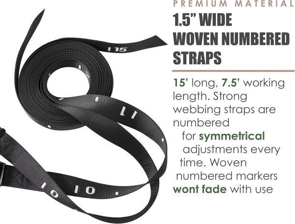 New Grey Fox Premium Numbered 1.1" Wooden Gymnastic Rings with Adjustable - Image 8