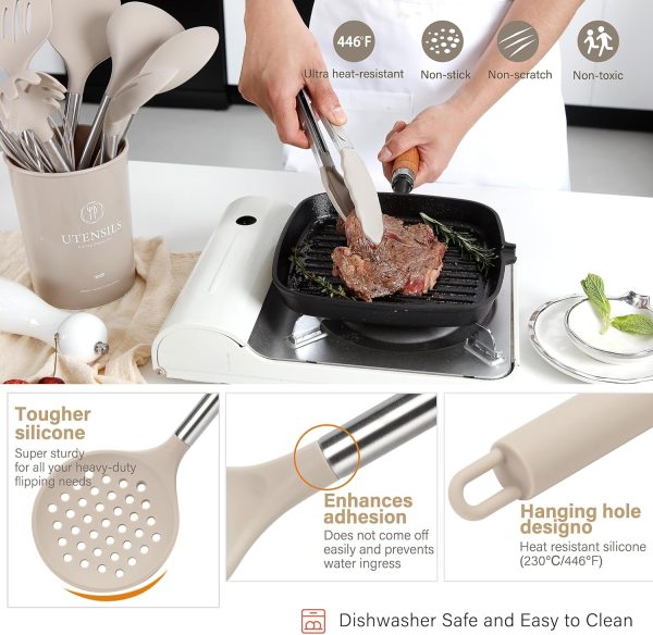 Kitchen Utensils Set, 28 Pcs Silicone Cooking Utensils Set with Holder, - Image 2