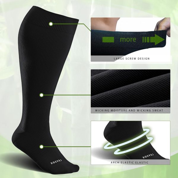 LEVSOX Wide Calf Compression Socks for Women&Men Plus Size 15-20mmHg Knee - Image 4