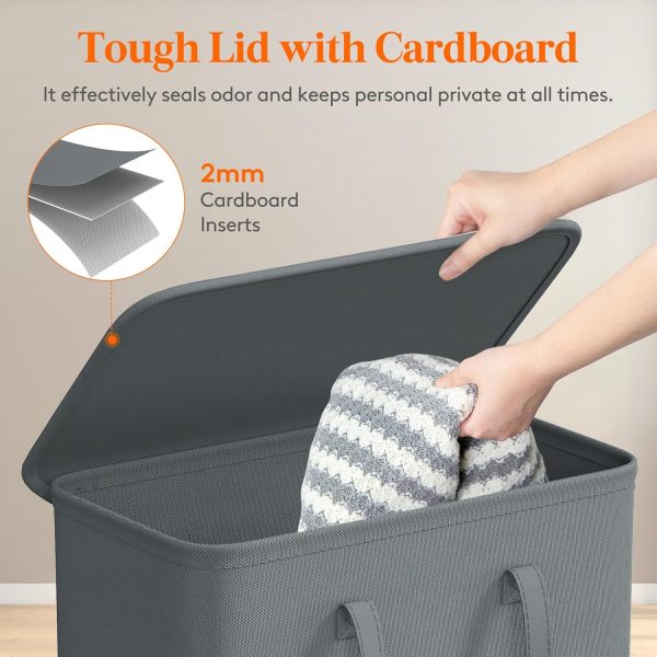 Lifewit 65L Slim Laundry Hamper, Small Laundry Basket with Lid, Dirty - Image 5