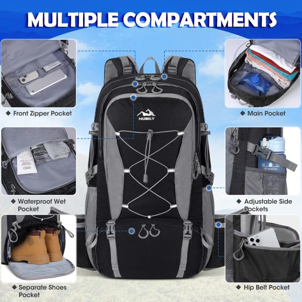 NUBILY 50L Hiking Backpack Waterproof Camping Backpack for Men Women - Image 4