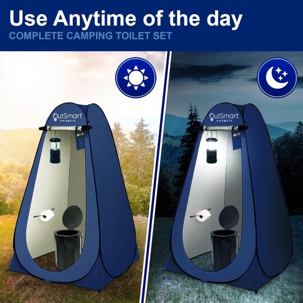 Outdoor Portable Toilet Set for Adults with Camping Night Lantern, Folding - Image 6