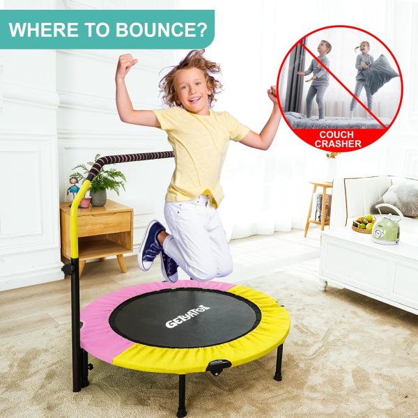 40 Inch Kids Large Folding Trampoline, Toddler Trampoline with Comfortable - Image 2