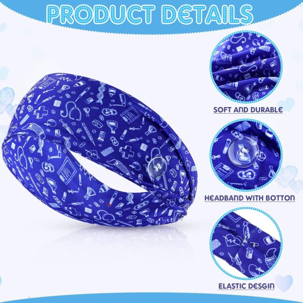 WILLBOND 8 Pieces Nursing Headbands with Buttons for Nurses Doctors Women - Image 3