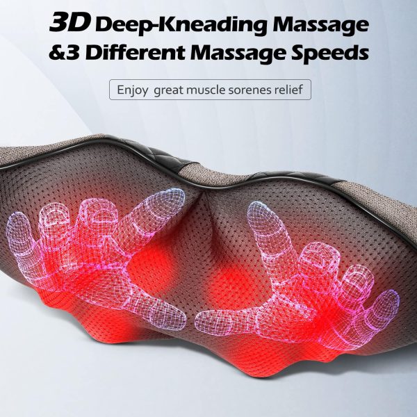Shiatsu Electric Neck Back Massager Pillow 3D Kneading with Heat For - Image 5