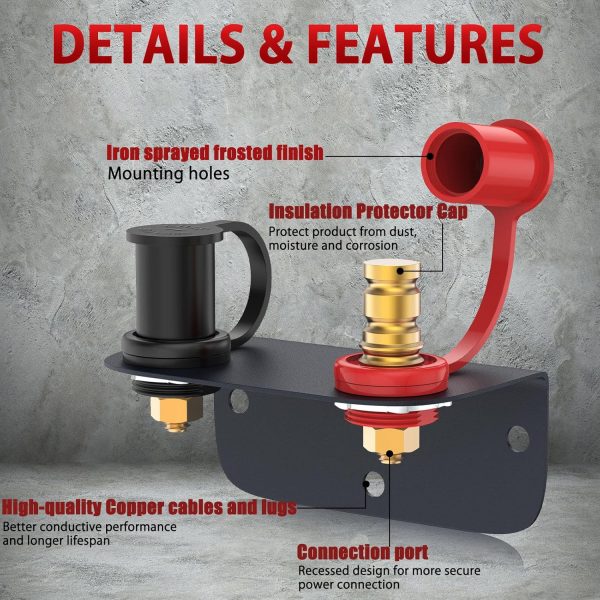 Battery Jump Post Kit with 59.06inch Cable and Metal Insulation Mounting - Image 5