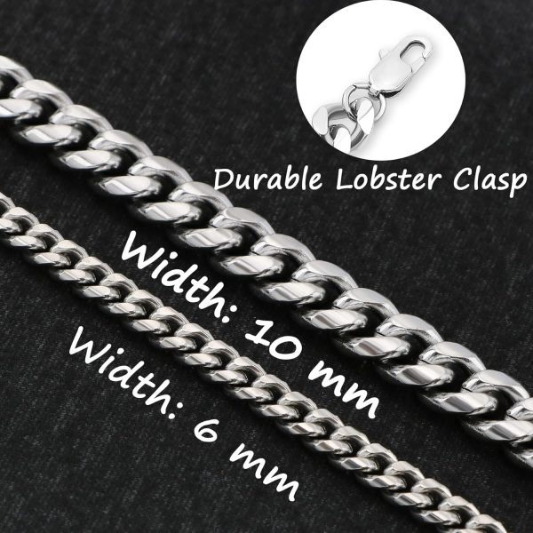 JoycuFF Mens Cuban Link Chain Necklace for Boyfriend Silver Gold Stainless - Image 6