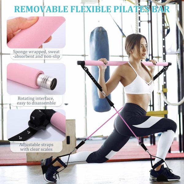 Pilates Bar Kit with 3 Set Resistance Bands, Multifunctional Pilates - Image 3