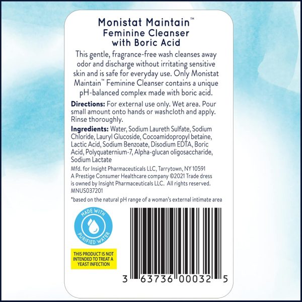 Monistat Boric Acid Feminine Cleanser, Fragrance Free Feminine Wash, 10 Fl - Image 2