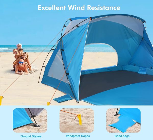 Calen Beach Tent,Beach Canopy Shade Tent with UPF50+UV Protection for - Image 4