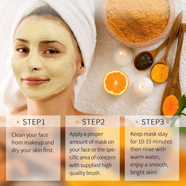 Vitamin C Face Mask with Kaolin Clay and Turmeric for Dark Spots, Dull - Image 9