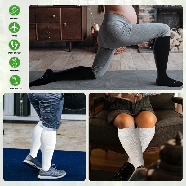 LEVSOX Wide Calf Compression Socks for Women&Men Plus Size 15-20mmHg Knee - Image 7