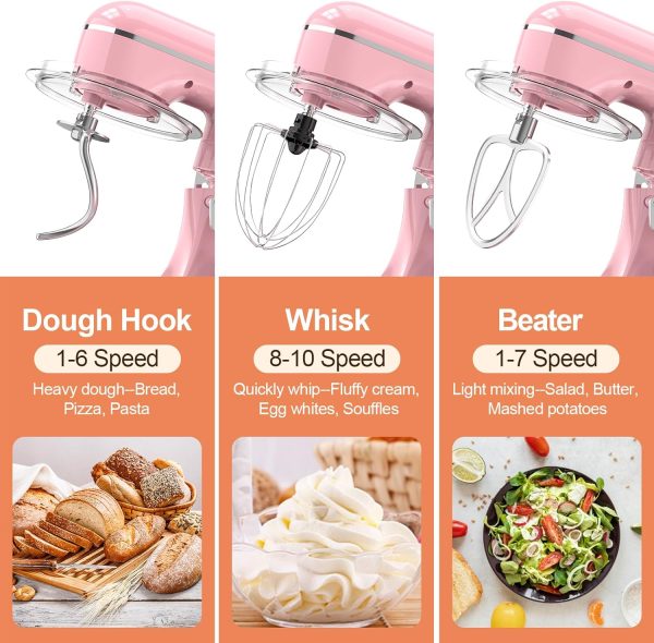 3-IN-1 Electric Stand Mixer, 6QT Bowl 10-Speed Kitchen Mixer, Household - Image 3