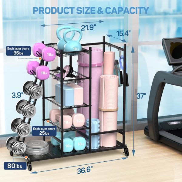 PLKOW Weight Rack for Dumbbells, Home Gym Storage for Dumbbells Yoga Mat - Image 6