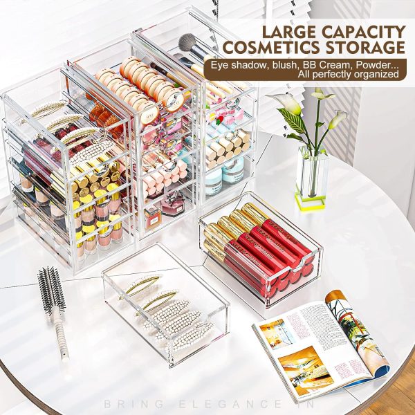 Acrylic Makeup Organizer with 31 Drawers, 6 Pack Clear Storage Drawers, - Image 7
