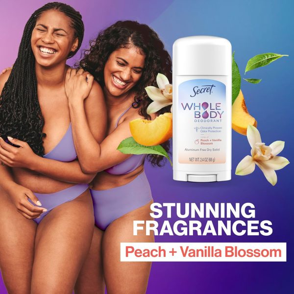 Secret Whole Body Deodorant Stick for Women, Peach & Vanilla Scent, - Image 6