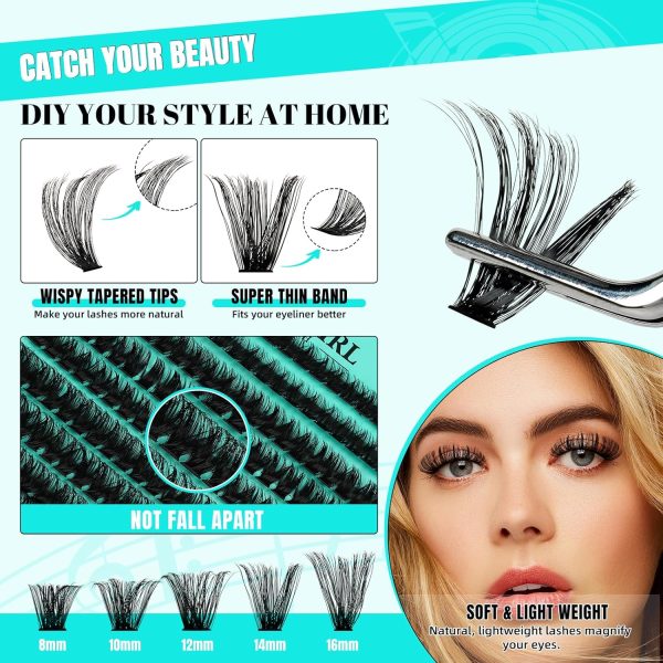 Lash Extension Kit 280Pcs,DIY Individual Lashes Clusters Kit,Lash Bond And - Image 2