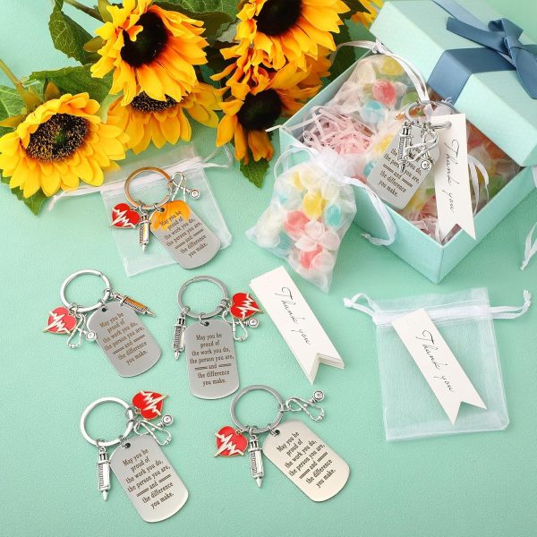 Sureio 72 Pcs Nurse Gift Include 24 Nurse Keychain with 24 Tassel Organza - Image 7