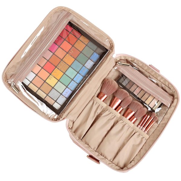 NISHEL Extra Large Double Layer Travel Makeup Bag Women, Cosmetic Organizer - Image 2